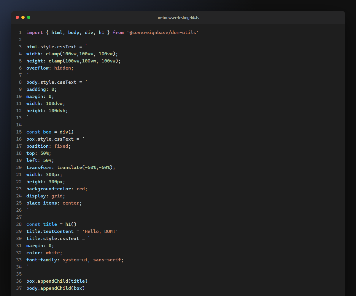TypeScript importing elements by tag name and styling them with cssText